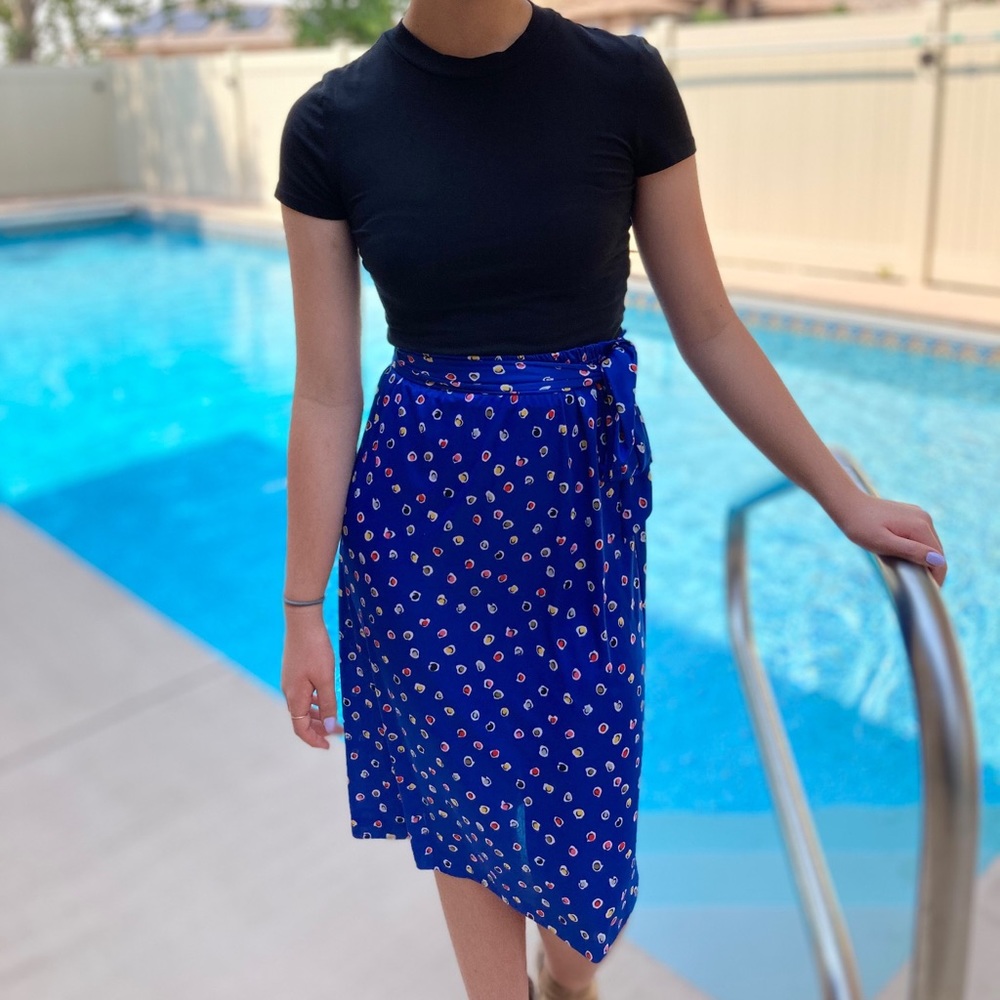 Vintage Anne Klein Polyester Polka Dot Skirt